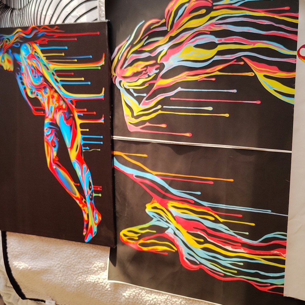 Shane Turner Vibrant Drip Art 4 Canvas 1 Framed.